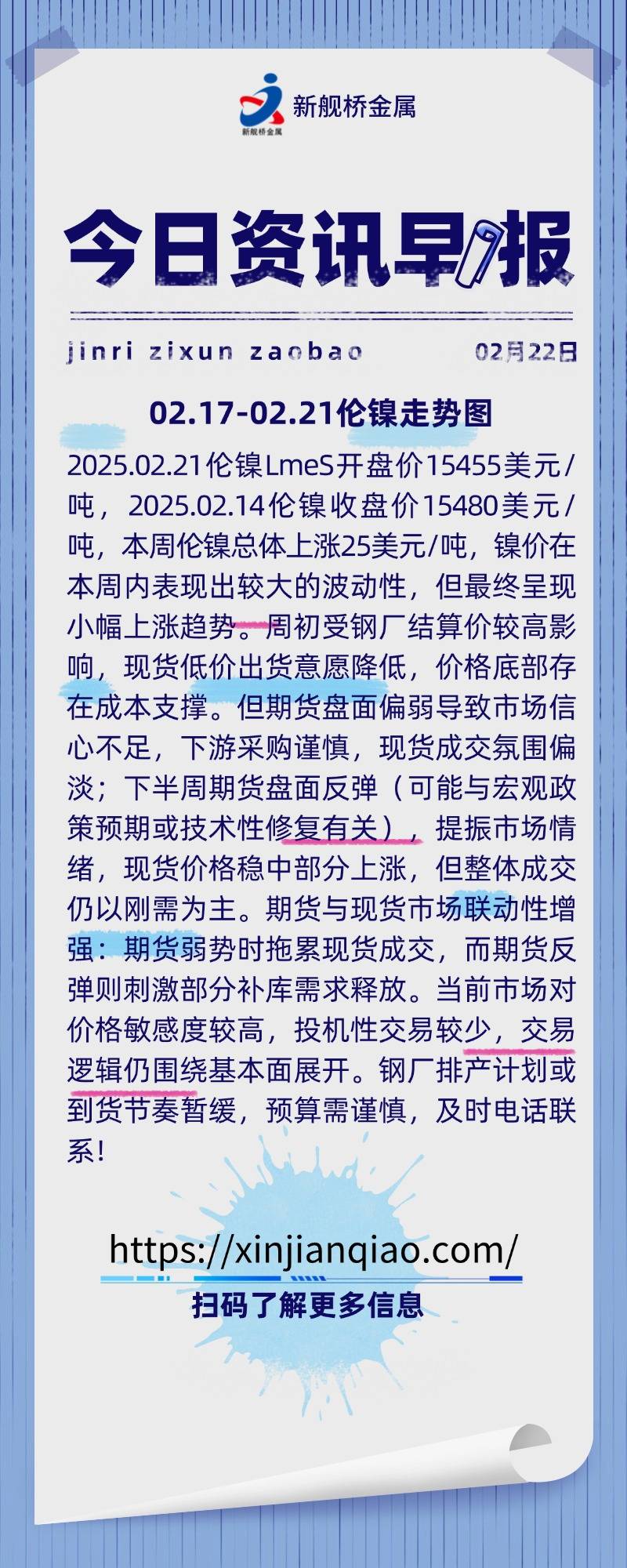 新资讯：02.17-02.21伦镍走势图——新舰桥金属